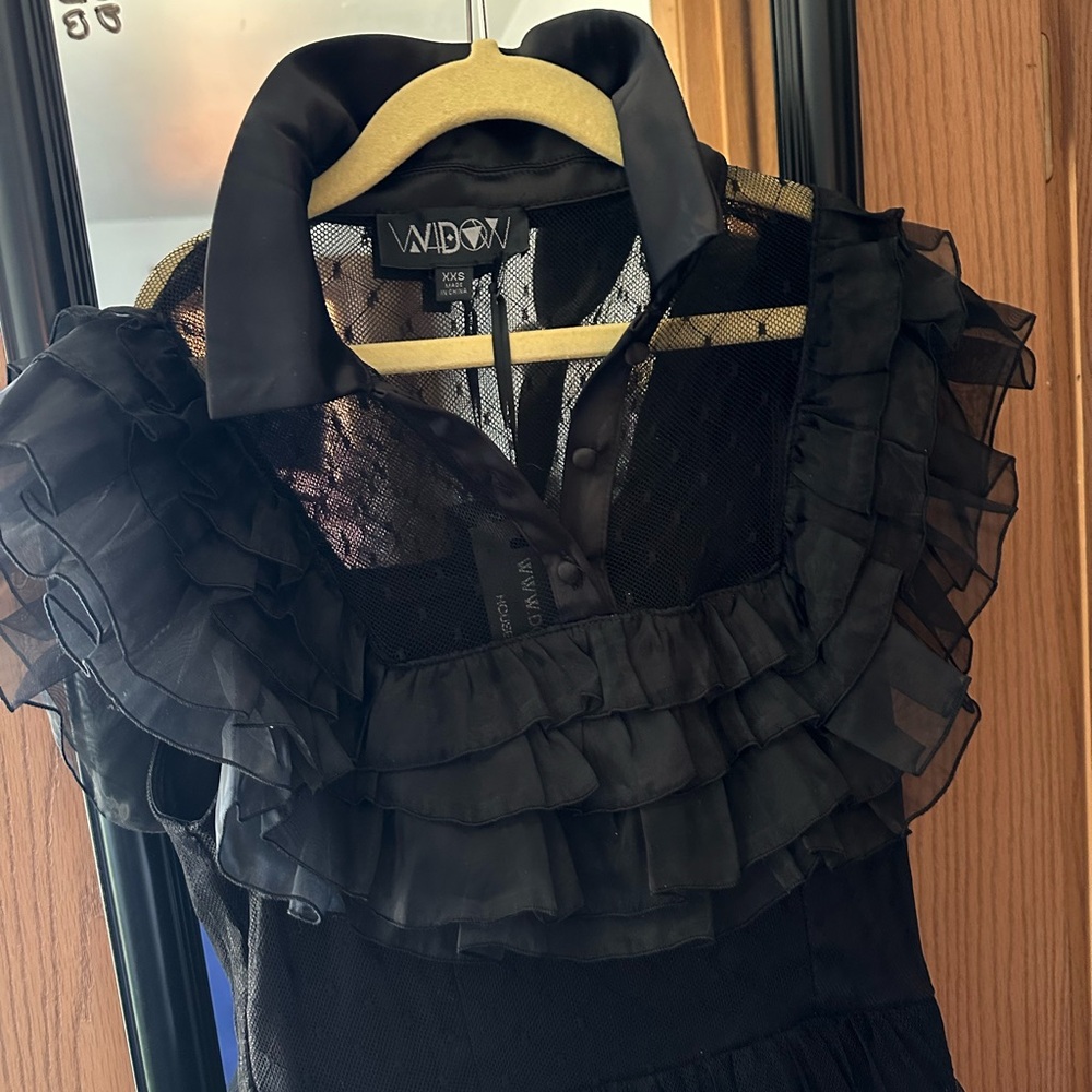 Widow Black Mesh Ruffle Dress